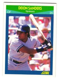 1990 Score Rising Stars Deion Sanders Rookie Baseball Card Yankees