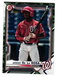 2021 Bowman Jeremy De La Rosa Camo Parallel 1st Bowman Prospect Baseball Card Nationals