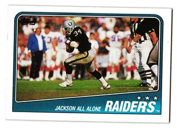 1988 Topps Bo Jackson All Alone Rookie Football Card Raders