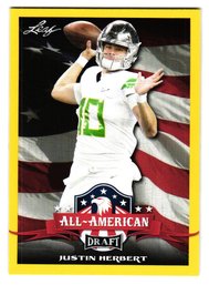 2020 Leaf Draft All-American Justin Herbet Rookie Gold Parallel Football Card Chargers