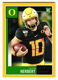 2020 Panini Score Justin Herbert Rookie Gold Parallel Football Card Chargers
