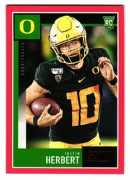2020 Panini Score Justin Herbert Rookie Red Parallel Football Card Chargers