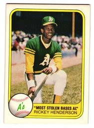 1981 Fleer Rickey Henderson Stolen Base Baseball Card A's