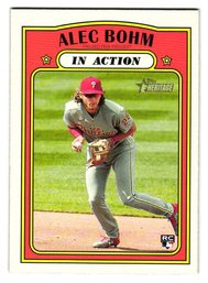 2021 Topps Heritage Alec Bohm Rookie In Action Baseball Card Phillies