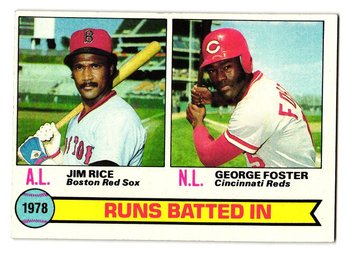 1979 Topps '78 RBI Leaders Jim Rice / George Foster Baseball Card Red Sox / Reds