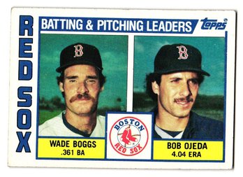 1984 Topps '83 Red Sox Leaders Baseball Card Wade Boggs / Bob Ojeda