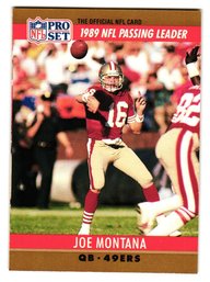1990 Pro Set Joe Montana '89 Passing Leader Football Card 49ers