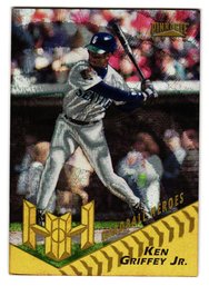 1996 Pinnacle Ken Griffey Jr. Hardball Heroes Starburst Parallel Baseball Card Mariners