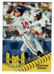 1996 Pinnacle Chipper Jones Hardball Heroes Starburst Parallel Baseball Card Braves