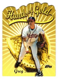 1999 Topps Greg Maddux Hands Of Gold Die Cut Insert Baseball Card Braves
