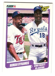 1990 Fleer Bo Jackson / Kirby Puckett 'Human Dynamos' Baseball Card Royal / Twins