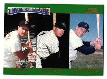 1992 Score Stan Musial / Mickey Mantle / Carl Yastrzemski 'The Franchise Players' Insert Baseball Card