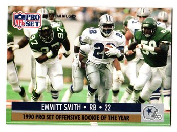 1990 Pro Set Emmitt Smith NFL Offensive Rookie Of The Year Football Card Cowboys