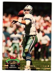 1992 Topps Stadium Club Troy Aikman Member's Choice Football Card Cowboys