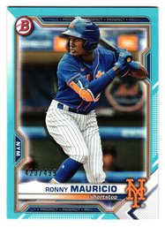 2021 Bowman Ronny Mauricio #'D /499 Sky Blue Parallel Prospect Baseball Card Mets