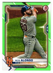 2021 Bowman Pete Alonso #'D /399 Neon Green Parallel Baseball Card Mets