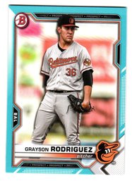 2021 Bowman Grayson Rodriguez #'D /499 Sky Blue Parallel Prospect Baseball Card Orioles