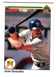 1990 Upper Deck Juan Gonzalez Rookie Baseball Card Rangers
