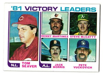 1982 Topps '81 Victory Leaders Baseball Card Tom Seaver Jack Morris Mets Tigers