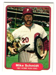 1982 Fleer Mike Schmidt 1981 Home Run King Baseball Card Phillies