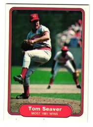 1982 Fleer Tom Seaver 1981 Most Wins Baseball Card Reds