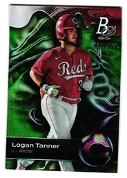 2023 Bowman Platinum Logan Tanner #'d /299 Green Foil Parallel Prospect Baseball Card Reds