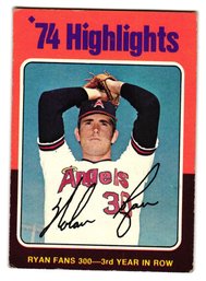 1975 Topps Nolan Ryan '74 Highlights Baseball Card Angels