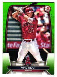 2023 Bowman Mike Trout #'d /399 Green Parallel Baseball Card Angels