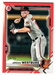 2021 Bowman Jordan Westburg #'d /25 Orange Parallel Prospect Baseball Card Orioles