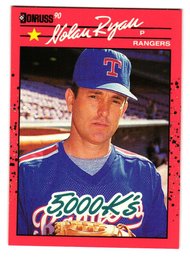 1990 Donruss Nolan Ryan 5,000 K's Baseball Card Rangers