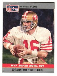 1990 Pro Set Joe Montana MVP Super Bowl XVI Football Card 49ers