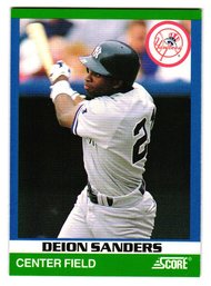 1991 Score Deion Sanders Rising Star Baseball Card Yankees