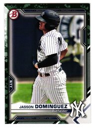 2021 Bowman Jasson Dominguez Camo Parallel Prospect Baseball Card Yankees