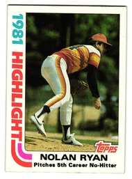 1982 Topps Nolan Ryan 1981 Highlight Baseball Card Astros