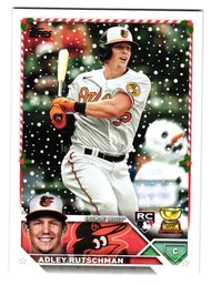 2023 Topps Holiday Adley Rutschman Rookie SSP Snowman Baseball Card Orioles