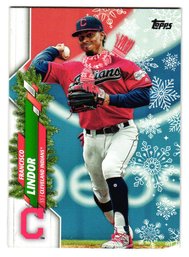2020 Topps Holiday Francisco Lindor SP Scarf Baseball Card Indians