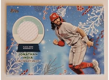 2023 Topps Holiday Jonathan India Relic Player Worn Jersey Baseball Card Reds