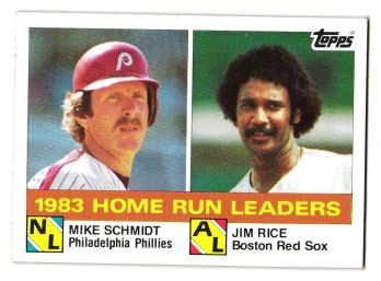 1984 Topps Mike Schmidt / Jim Rice '83 Home Run Leaders Baseball Card Phillies / Red Sox
