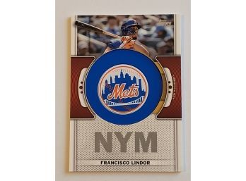 2023 Topps Chrome Francisco Lindor Commemorative Team Logo Patch Insert Baseball Card Mets