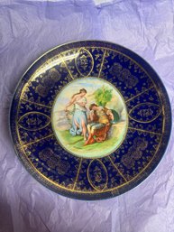 Vintage Royal Vienna Kauffman Porcelain Decor Plate Under Glaze Cobalt