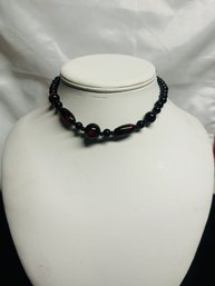 Black And Red Beaded Choker Necklace