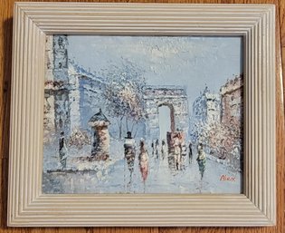 Vintage Original Signed Impasto Impressionist Oil On Board Painting Of Triomphe Paris