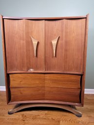 Vintage Mid-Century Teak Boomerang Armoire By Karlit Sweden Matching Credenza Lot #52 (See Note)