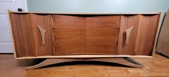 Vintage Mid-Century Teak Boomerang Credenza By Karlit Sweden Matching Armoire Lot#19 (See Note)