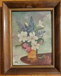 Vintage Original Oil On Board Still Life Floral Signed By Day