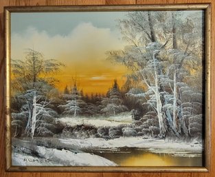 Listed Artist Almon(d) Baldwin Signed Original Oil Painting Of A Winter Scene