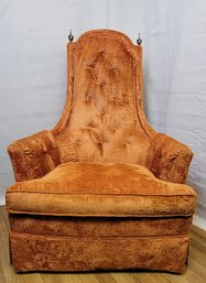 Amazing MCM Crushed Orange Velvet Groovy/gothic/renessaince Style Chair (cleaned!) Metal Pieces Do Not Stay On