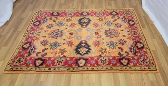 Beautiful Colors In This Wool Rug (Trim Loose On Back)