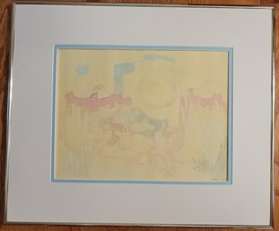 Weiss Signed Embossed Pastel Santa Fe Style Artwork (Missing Glass)