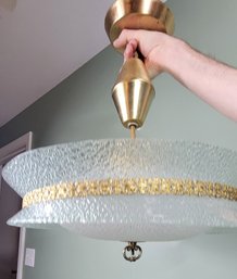 Amazing! 1950's Rippled Glass And Brass Carl Fagerlund Pull Down/up Chandelier (hard Wired, Untested)